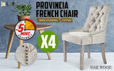 4X French Provincial Dining Chair Oak Leg AMOUR CREAM - Front View