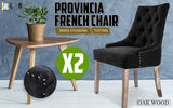 2X French Provincial Dining Chair Oak Leg AMOUR DARK BLACK - Front View