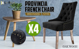 4X French Provincial Dining Chair Oak Leg AMOUR DARK BLACK - Front View