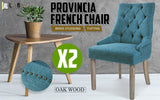 2X French Provincial Dining Chair Oak Leg AMOUR DARK BLUE - Front View