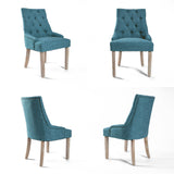 2X French Provincial Dining Chair Oak Leg AMOUR DARK BLUE - Top-Down View