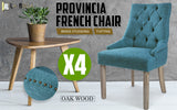 4X French Provincial Dining Chair Oak Leg AMOUR DARK BLUE - Front View
