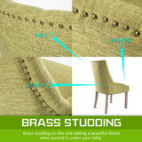 2X French Provincial Dining Chair Oak Leg AMOUR GREEN - 45-Degree Angle