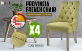 4X French Provincial Dining Chair Oak Leg AMOUR GREEN - Front View