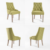 4X French Provincial Dining Chair Oak Leg AMOUR GREEN - Top-Down View
