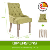 4X French Provincial Dining Chair Oak Leg AMOUR GREEN - Extra Image