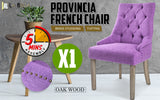 French Provincial Dining Chair Oak Leg AMOUR VIOLET - Front View