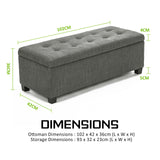 Storage Ottoman Stool 102cm Fabric DARK GREY - Extra Image
