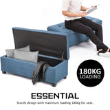 Storage Ottoman Stool 102cm Fabric DARK BLUE - 45-Degree Angle