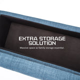 Storage Ottoman Stool 102cm Fabric DARK BLUE - Low Angle