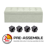 Storage Ottoman Stool 102cm Fabric LIGHT GREEN - Top-Down View