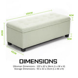 Storage Ottoman Stool 102cm Fabric LIGHT GREEN - Extra Image