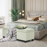 Storage Ottoman Stool 102cm Fabric LIGHT GREEN - Rear View