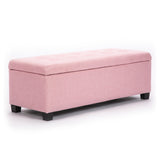 Storage Ottoman Stool 102cm Fabric PINK - Front View