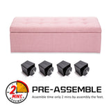 Storage Ottoman Stool 102cm Fabric PINK - 45-Degree Angle