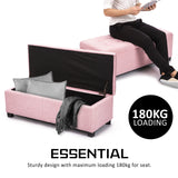 Storage Ottoman Stool 102cm Fabric PINK - Rear View