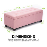 Storage Ottoman Stool 102cm Fabric PINK - Extra Image