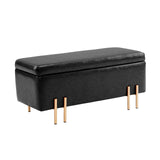 Storage Ottoman Stool Bench Seat 97cm PU Leather BLACK - Front View