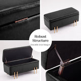 Storage Ottoman Stool Bench Seat 97cm PU Leather BLACK - Extra Image