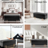 Storage Ottoman Stool Bench Seat 97cm PU Leather BLACK - Extra Image