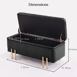 Storage Ottoman Stool Bench Seat 97cm PU Leather BLACK - Extra Image
