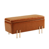 Storage Ottoman Stool Bench Seat 97cm PU Leather BROWN - Front View
