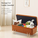 Storage Ottoman Stool Bench Seat 97cm PU Leather BROWN - Top-Down View