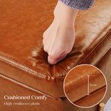 Storage Ottoman Stool Bench Seat 97cm PU Leather BROWN - Close-Up Angle