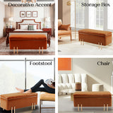 Storage Ottoman Stool Bench Seat 97cm PU Leather BROWN - Extra Image