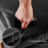 Storage Ottoman Foot Stool Cube Tuffet Seat 45cm PU Leather BLACK - Close-Up Angle