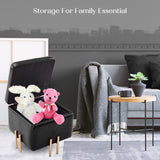 2X Storage Ottoman Foot Stool Cube Tuffet Seat 45cm PU Leather BLACK - Top-Down View