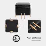 2X Storage Ottoman Foot Stool Cube Tuffet Seat 45cm PU Leather BLACK - Rear View
