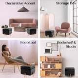 2X Storage Ottoman Foot Stool Cube Tuffet Seat 45cm PU Leather BLACK - Extra Image