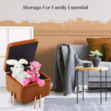 Storage Ottoman Foot Stool Cube Tuffet Seat 45cm PU Leather BROWN - Top-Down View