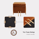 Storage Ottoman Foot Stool Cube Tuffet Seat 45cm PU Leather BROWN - Rear View