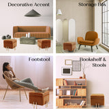 Storage Ottoman Foot Stool Cube Tuffet Seat 45cm PU Leather BROWN - Extra Image