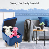 2X Storage Ottoman Foot Stool Cube Tuffet Seat 45cm PU Leather BLUE - Top-Down View