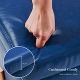 2X Storage Ottoman Foot Stool Cube Tuffet Seat 45cm PU Leather BLUE - Close-Up Angle