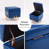 2X Storage Ottoman Foot Stool Cube Tuffet Seat 45cm PU Leather BLUE - Extra Image