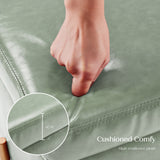 Storage Ottoman Foot Stool Cube Tuffet Seat 45cm PU Leather GREEN - Close-Up Angle