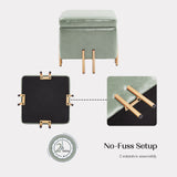 2X Storage Ottoman Foot Stool Cube Tuffet Seat 45cm PU Leather GREEN - Rear View