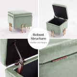 2X Storage Ottoman Foot Stool Cube Tuffet Seat 45cm PU Leather GREEN - Extra Image