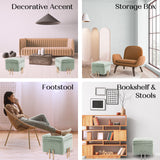 2X Storage Ottoman Foot Stool Cube Tuffet Seat 45cm PU Leather GREEN - Extra Image
