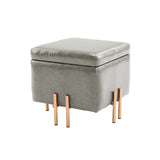 Storage Ottoman Foot Stool Cube Tuffet Seat 45cm PU Leather GREY - Front View