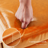 Storage Ottoman Foot Stool Cube Tuffet Seat 45cm PU Leather LIGHT BROWN - Close-Up Angle