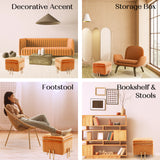 Storage Ottoman Foot Stool Cube Tuffet Seat 45cm PU Leather LIGHT BROWN - Extra Image