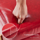 2X Storage Ottoman Foot Stool Cube Tuffet Seat 45cm PU Leather RED - Close-Up Angle