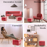 2X Storage Ottoman Foot Stool Cube Tuffet Seat 45cm PU Leather RED - Extra Image