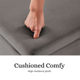Storage Ottoman Stool Bench Seat 110cm Velvet GREY - 45-Degree Angle