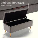 Storage Ottoman Stool Bench Seat 110cm Velvet GREY - Extra Image